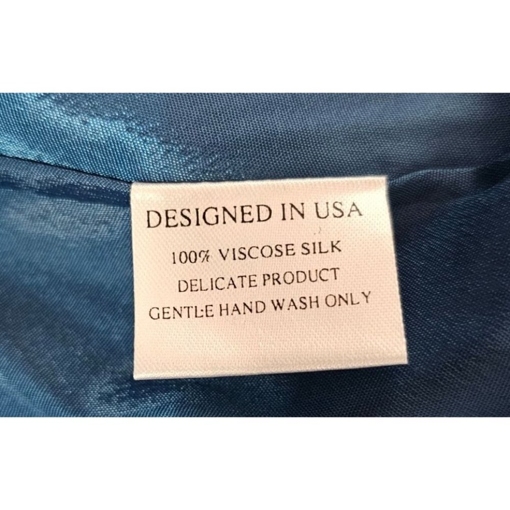 Kyle x Shahida designer blue silk long jacket blazer long slit sleeves size M - Picture 11 of 12